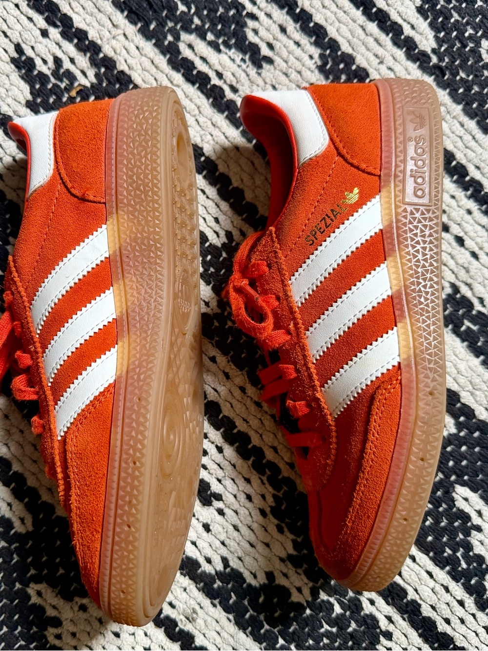 adidas Kids Orange Suede Spezial Sneakers with White Stripes